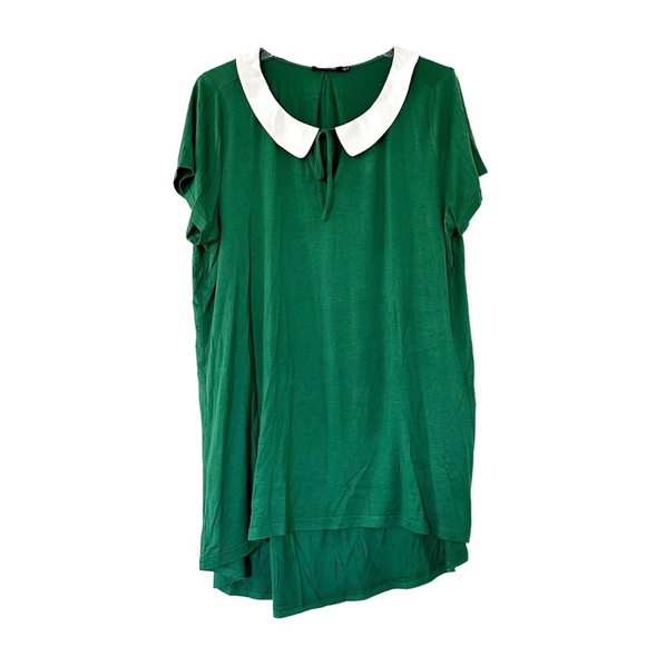 Modcloth Tops - Modcloth Kelly Green Blouse with White Peter Pan Collar [Size: 1X]